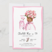 Flora-Biketour Pink Geburtstagsparty Einladung (Vorderseite)