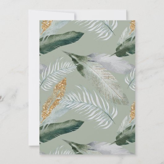 Flora-Bird Gold Glitzer Brautparty Einladung (Rückseite)