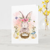 Flora Bläserner Kaninchen Grußkarte Karte (Gelbe Blume)