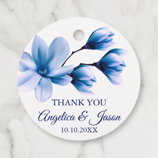 Flora blauer blaue Marinebräu Geschenkanhänger (Rückseite)