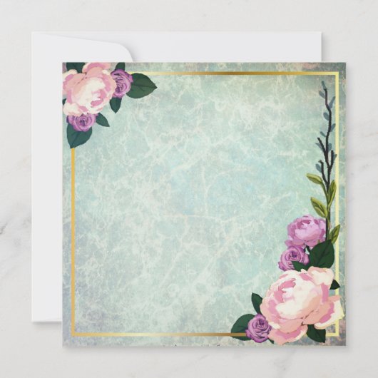 Flora Blauer Blauer und rosa Engagement Party Einladung (Rückseite)