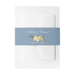 Flora blorgelbe blaue Hochzeit Einladungsbanderole