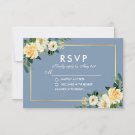 Flora blorgelbe blaue Hochzeit RSVP Karte