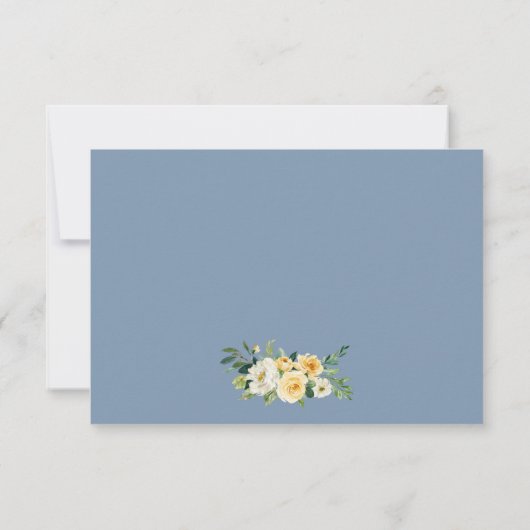Flora blorgelbe blaue Hochzeit RSVP Karte (Rückseite)