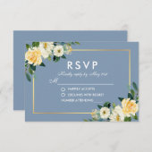 Flora blorgelbe blaue Hochzeit RSVP Karte (Vorne/Hinten)