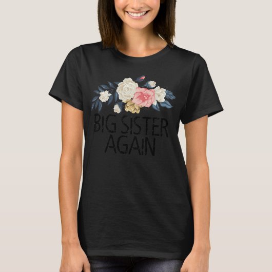 Flora Blume Aquarell Große Schwester T-Shirt (Vorderseite)