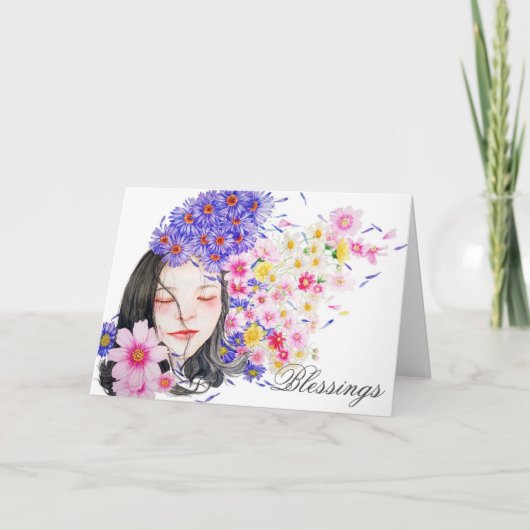 Flora Blume Pagan Wiccan Feiertagskarte (Vorderseite)