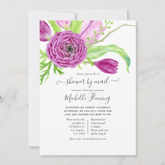 Flora-Blütendusche per Mail Einladung (Vorderseite)