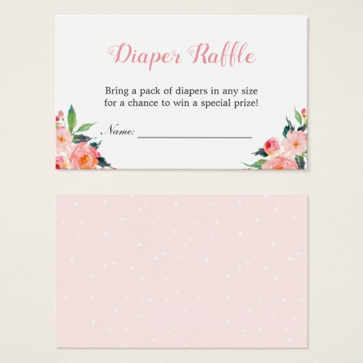 Flora-Blütendusche-Windeln-Raffle-Ticket (Vorne & Hinten)