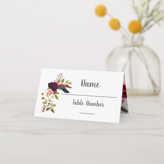 Flora Boho Chic Hochzeitskarten Platzkarte (Rückseite)