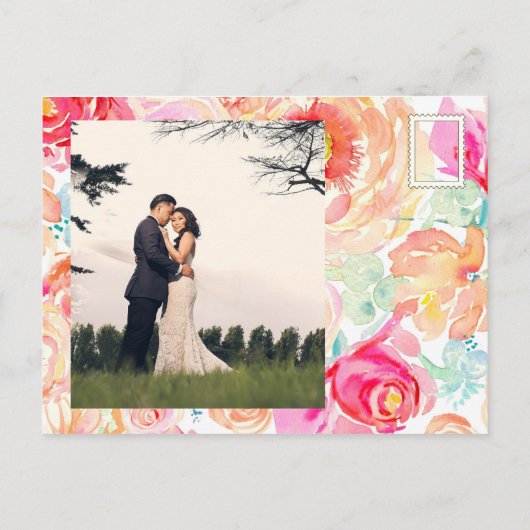 Flora; Boho glückliche Farben Einladungspostkarte (Rückseite)