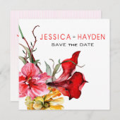 Flora Botanica Wasserfarbene Blume Save the Date (Vorne/Hinten)