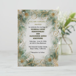 Flora Botanical Elegant Garden Wedding Invitation Einladung