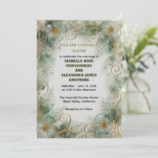 Flora Botanical Elegant Garden Wedding Invitation Einladung