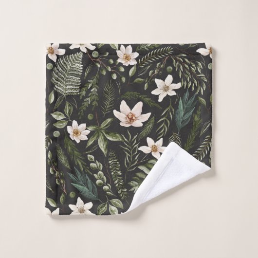 Flora Botanischer Garten Wasserfarben Muster Badhandtuch Set (Waschlappen)