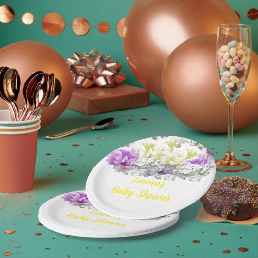 Flora-Bouquet-Babydusche aus gemischtem Soft Pappteller (Multi)