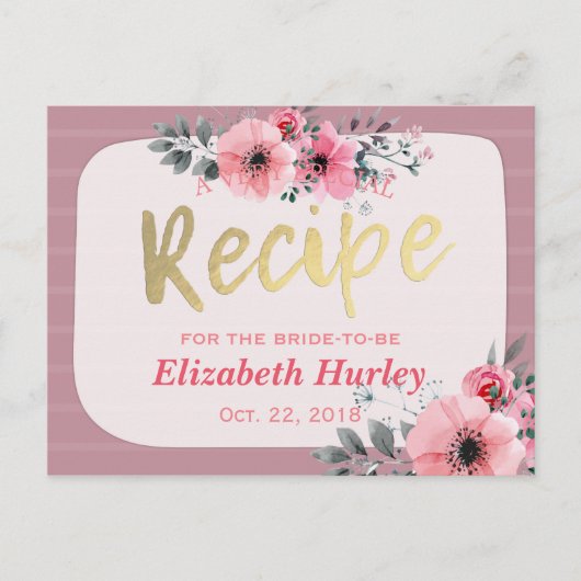 Flora-Brautparty für Wasserfarben Einladungspostkarte (Vorderseite)