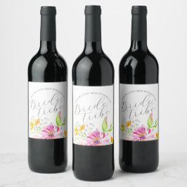Flora-Bridesmaid-Label für Wasserfarben Weinetikett