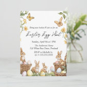 Flora Bunnies und Eier Ostereierjagd Einladung (Stehend Vorderseite)