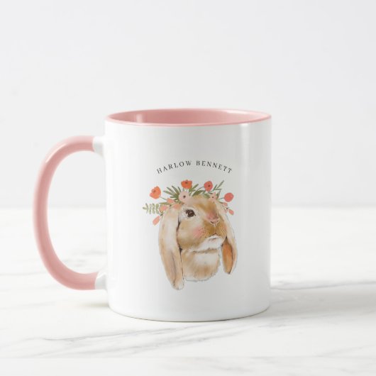 Flora-Bunny-Kaninchen | Monogramm Tasse (Links)