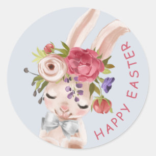 Flora Bunny Rabbit Niedlich Modernes Ostern Runder Aufkleber