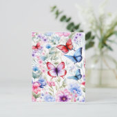 Flora-Butterfly-Muster Feiertagspostkarte (Stehend Vorderseite)