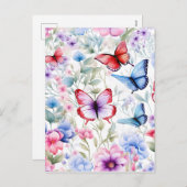 Flora-Butterfly-Muster Feiertagspostkarte (Vorne/Hinten)