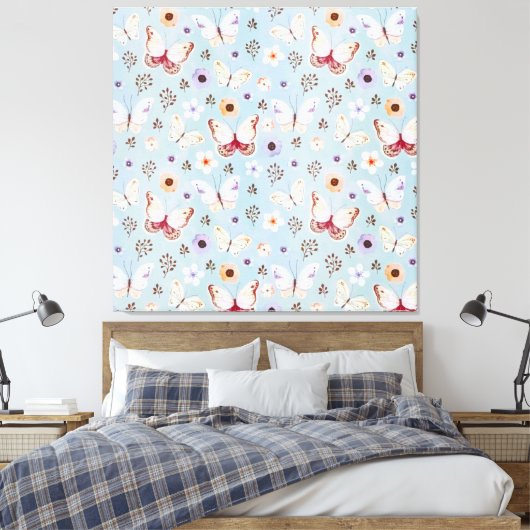 Flora-Butterfly-Weide Leinwanddruck (Insitu (Schlafzimmer))