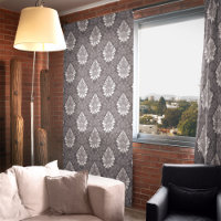 Flora-Damast-Gleitschirm Nahtlose Graue Blume Must