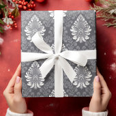 Flora-Damast-Gleitschirm Nahtlose Graue Blume Must Geschenkpapier