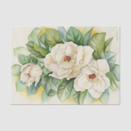 Flora Decoupage Magnolia Weißes Wasser Farbe Seidenpapier