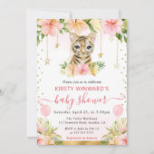 Flora-Dschungel Tiger Baby-Dusche Einladung (Vorderseite)