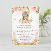 Flora-Dschungel Tiger Baby-Dusche Einladung (Stehend Vorderseite)