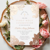 Flora Elegante First Communion Rose Gold Folieneinladung