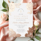 Flora Elegante First Communion Rose Gold Folieneinladung