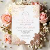 Flora Elegante First Communion Rose Gold Folieneinladung