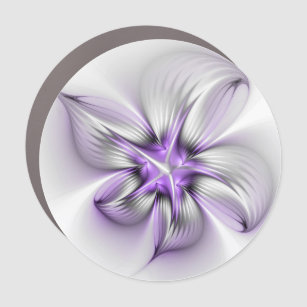 Flora Elegante Modernes Abstraktes Violett Fraktal Auto Magnet