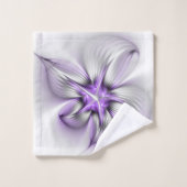 Flora Elegante Modernes Abstraktes Violett Fraktal Badhandtuch Set (Waschlappen)