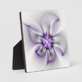 Flora Elegante Modernes Abstraktes Violett Fraktal Fotoplatte (Vorderseite)