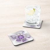 Flora Elegante Modernes Abstraktes Violett Fraktal Getränkeuntersetzer (Rechte Seite)