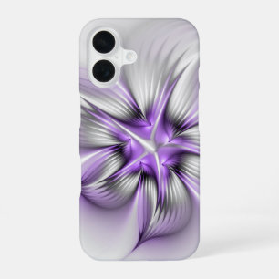 Flora Elegante Modernes Abstraktes Violett Fraktal iPhone 16 Hülle