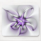 Flora Elegante Modernes Abstraktes Violett Fraktal Mousepad (Vorne)
