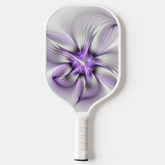 Flora Elegante Modernes Abstraktes Violett Fraktal Pickleball Schläger (Rückseite)