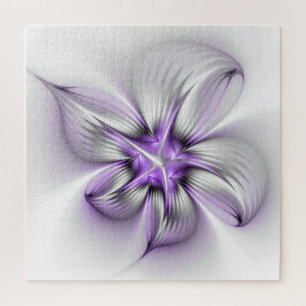 Flora Elegante Modernes Abstraktes Violett Fraktal Puzzle