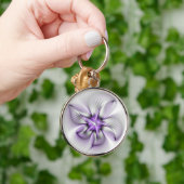 Flora Elegante Modernes Abstraktes Violett Fraktal Schlüsselanhänger (Hand)