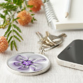 Flora Elegante Modernes Abstraktes Violett Fraktal Schlüsselanhänger (Seite)