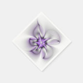 Flora Elegante Modernes Abstraktes Violett Fraktal Serviette (Ecke)