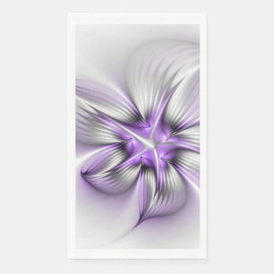 Flora Elegante Modernes Abstraktes Violett Fraktal Serviette