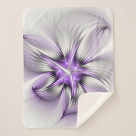 Flora Elegante Modernes Abstraktes Violett Fraktal Sherpadecke