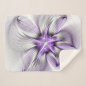 Flora Elegante Modernes Abstraktes Violett Fraktal Sherpadecke (Vorderseite (Horizontal))